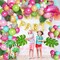 132Pcs Tropical Flamingo Balloons Garland Kit, Flamingo Foil Balloons Green Pink Aqua Blue Confetti Balloons Palm Leaves Baby Shower Hawaiian Luau Birthday Party Decorations Supplies